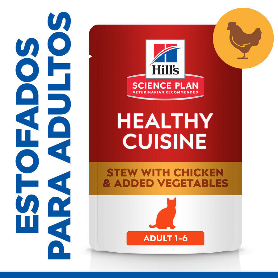 80 g &nbsp;Hill's Science Plan Adult Healthy Cuisine Guisado de Frango e Legumes saqueta para gatos, , large Imagem n&uacute;mero 2